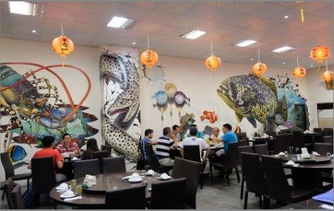 龙岩海鲜餐厅墙体彩绘